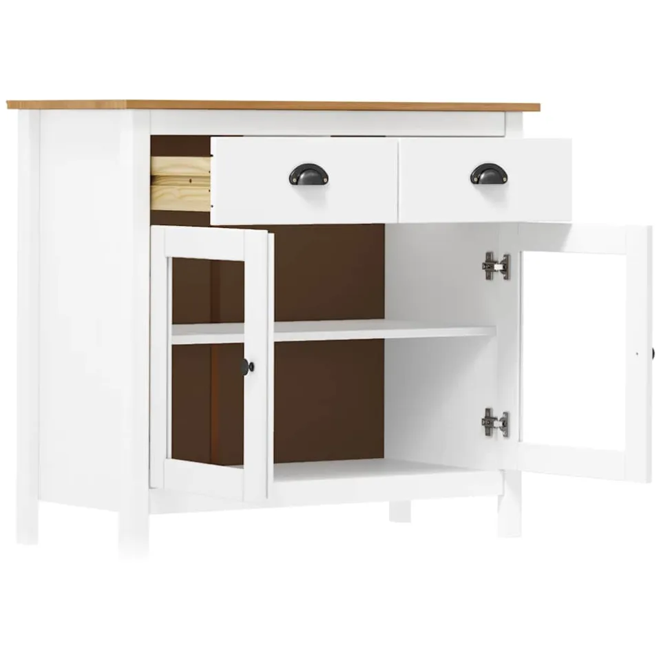 vidaXL Dressoir Hill Range 90x40x80 cm massief grenenhout wit, foto 3