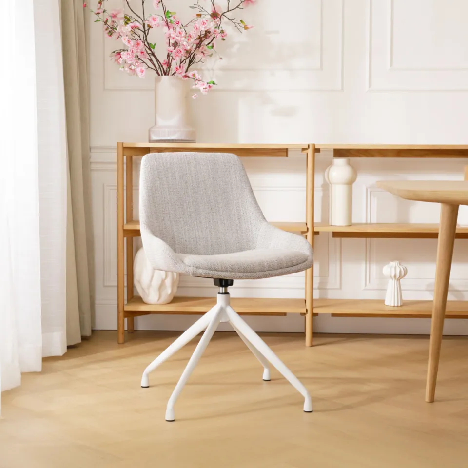 Nolon Nola-Isa draaibare eetkamerstoel beige gemêleerd - wit onderstel, foto 2