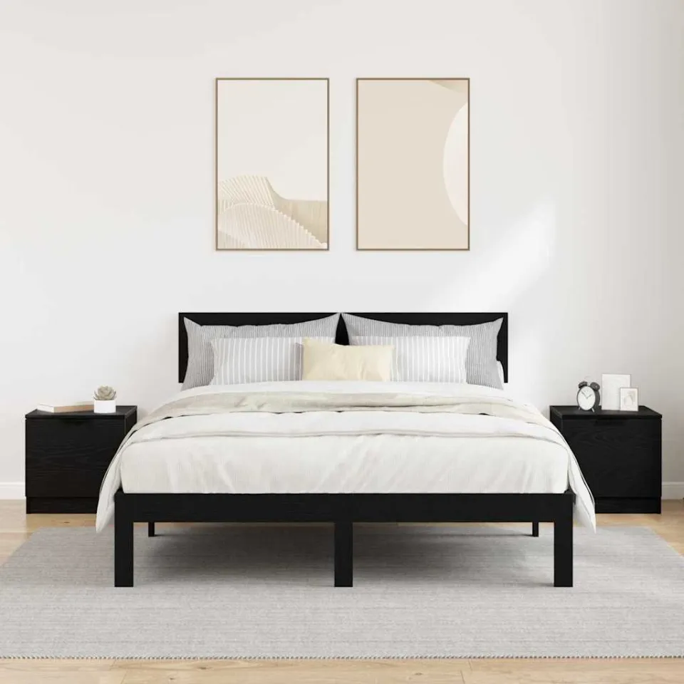 vidaXL Bed kast 2 st Zwart Eiken 40 x 39 x 40cm Bewerkt hout, foto 4