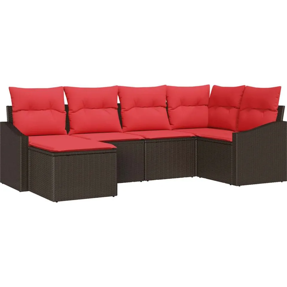 vidaXL Bankstel 6 st Bruin poly rattan