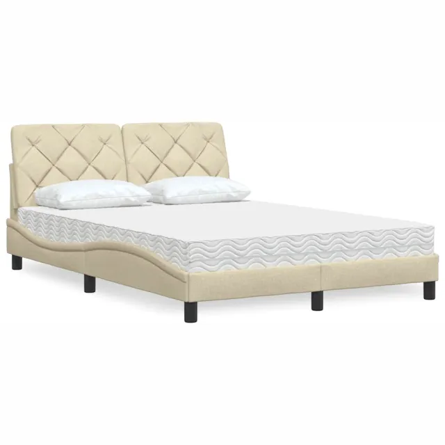vidaXL Bed met matras stof crèmekleurig 140x190 cm
