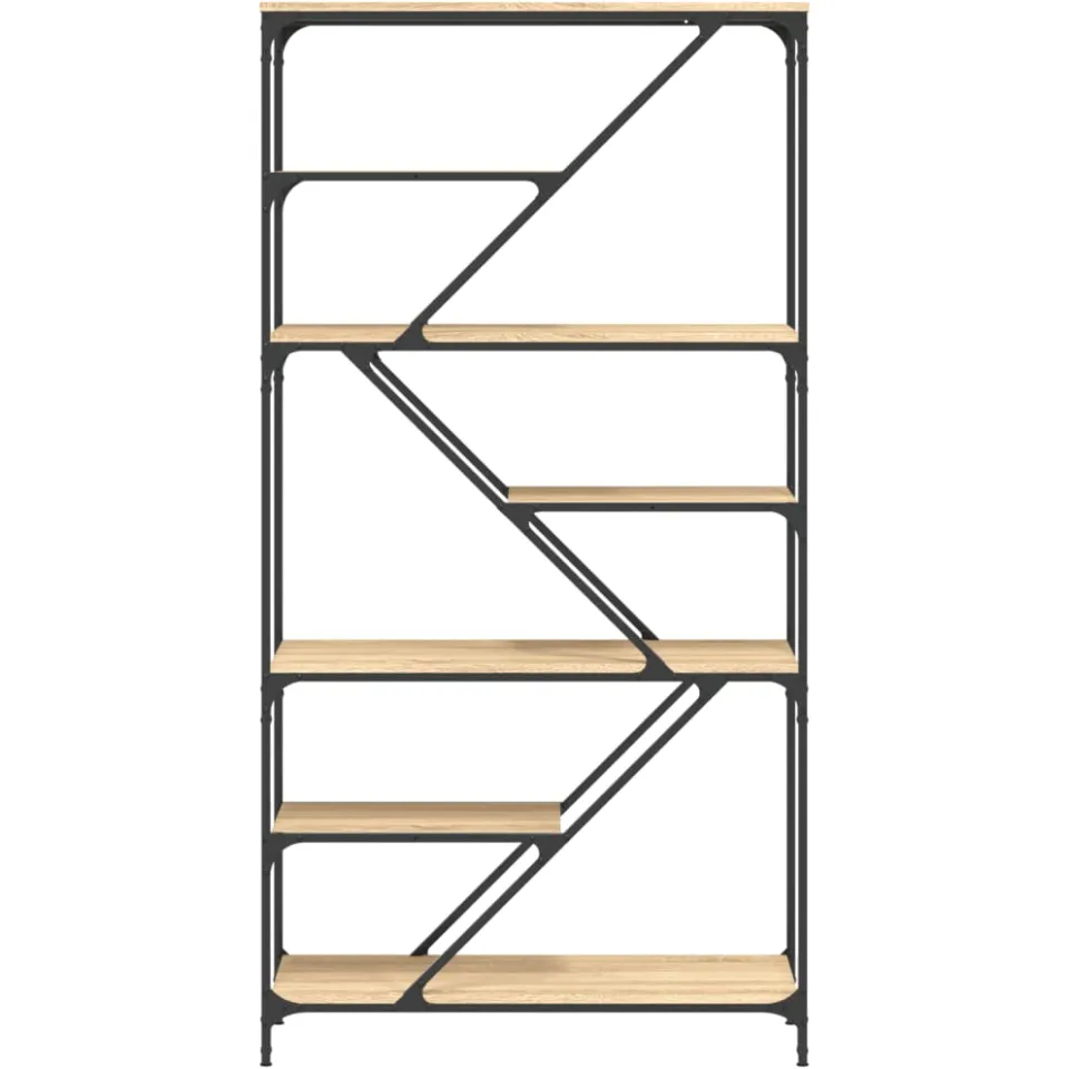 vidaXL Boekenrek 91x36x176 cm bewerkt hout en staal sonoma eikenkleur Bruin