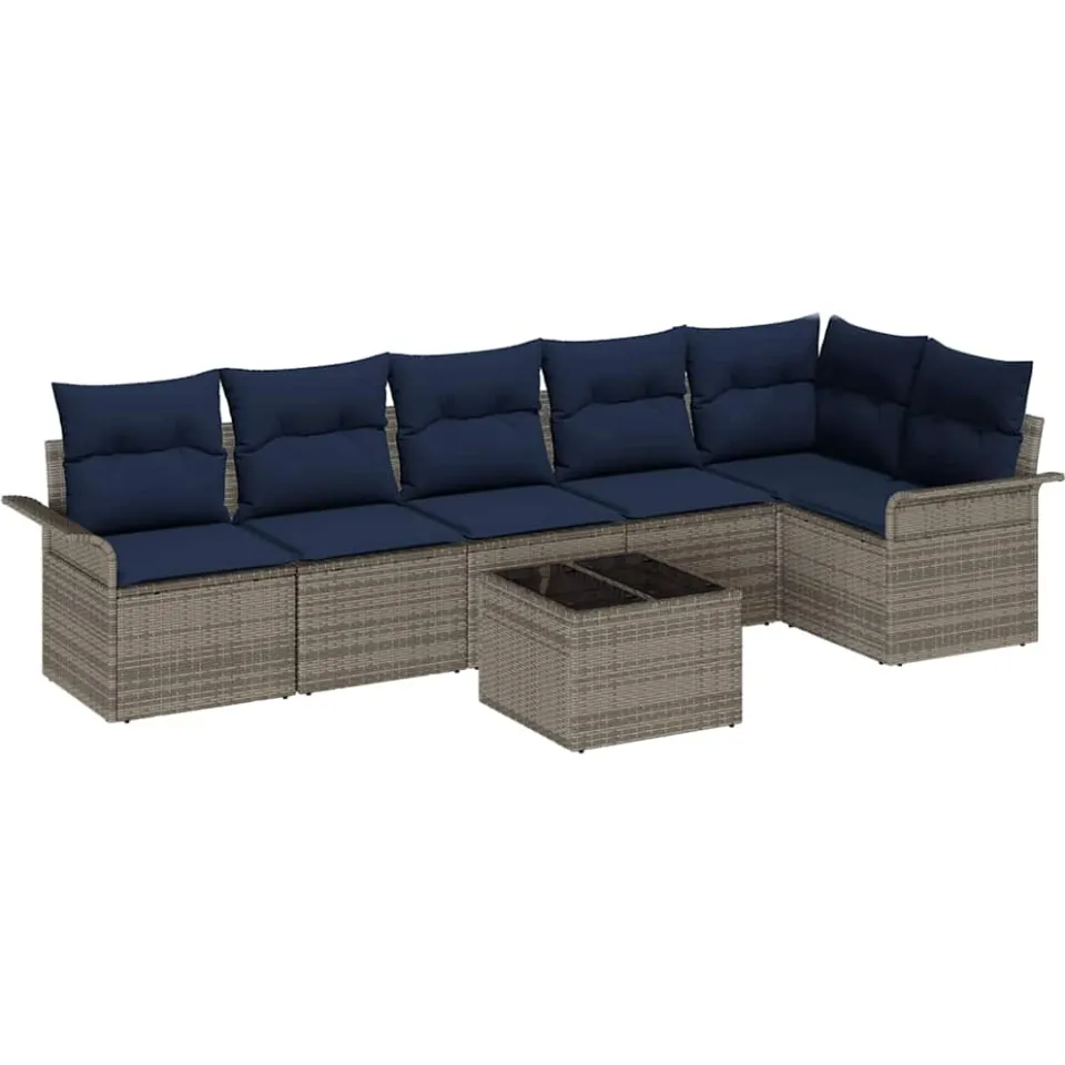 vidaXL Tuin Sofa Set 7 st Grijs poly rattan