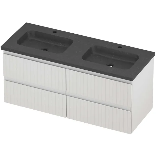 Proline Rollo Badmeubelset Hardsteen Elegant Dubbel 4 Laden 120x46x54 cm Blue Stone Glans Wit