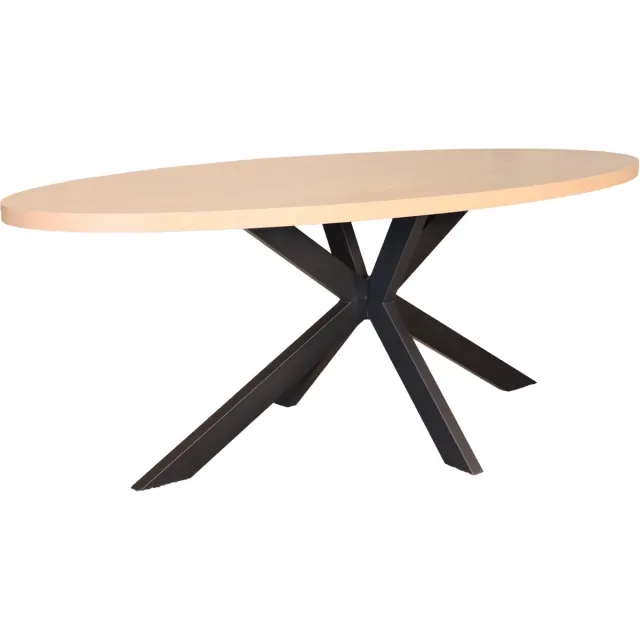 Lizzely Garden & Living Eettafel ovaal melamine 210cm Tommy lichtbruin ovale tafel