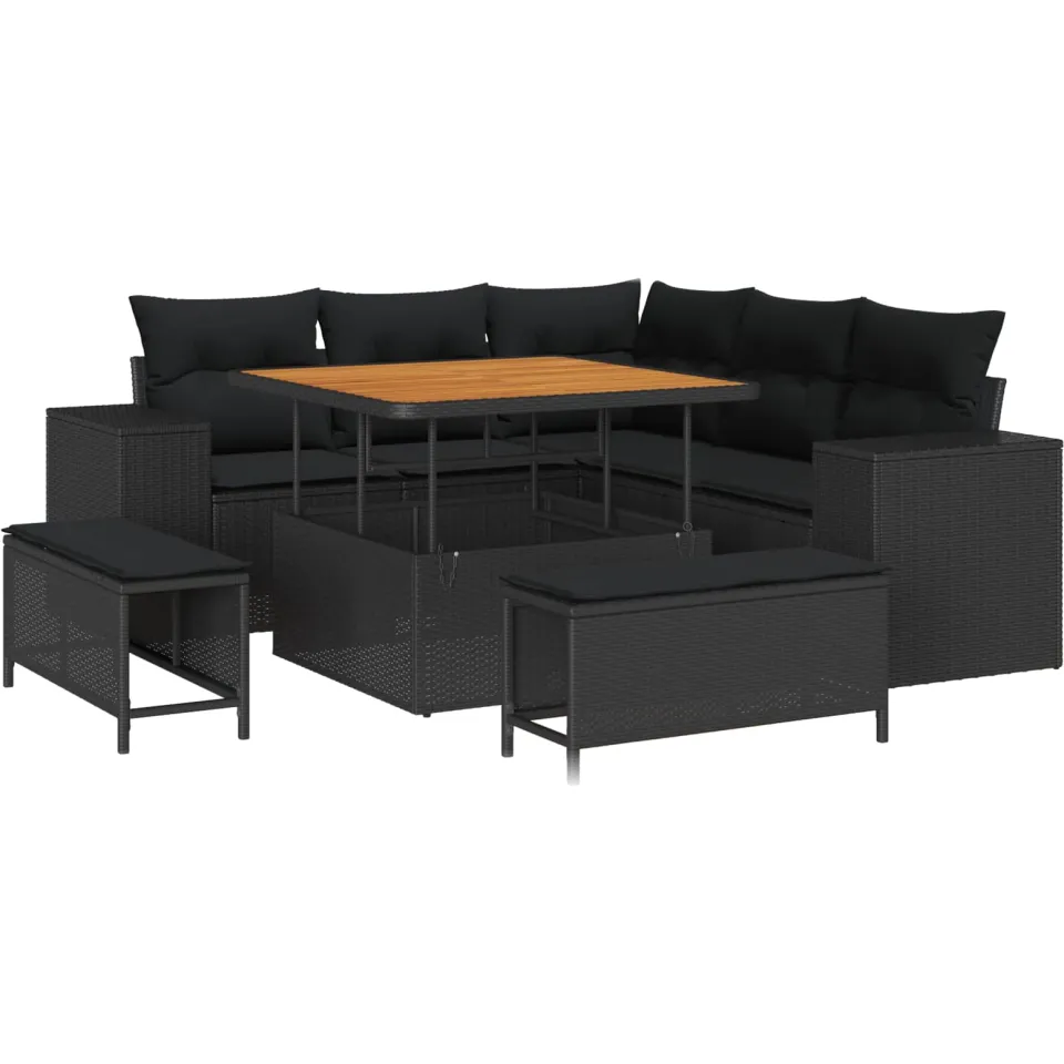 vidaXL Tuin Sofa Set 8 st Zwart poly rattan