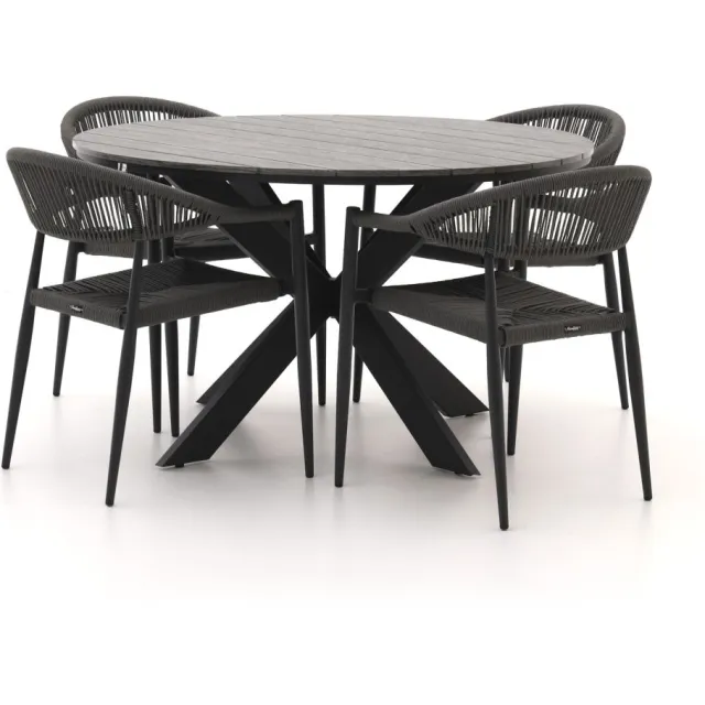 Manifesto Furniture Manifesto Belpasso/Fidenza ø126cm dining tuinset 5-delig stapelbaar Grijs
