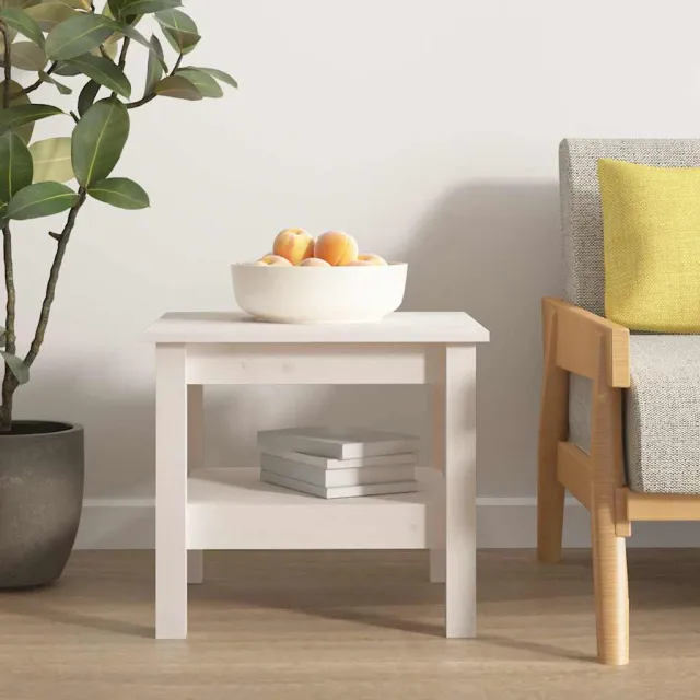 vidaXL Salontafel Wit 45x45x40 cm Massief grenenhout, foto 2