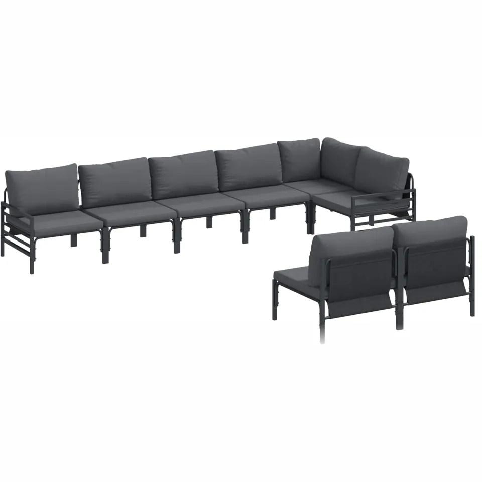 vidaXL Tuinbankenset 8 st Zwart Staal