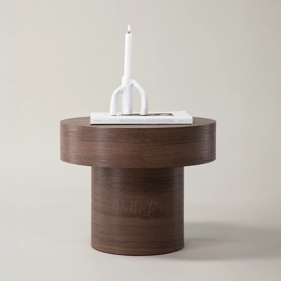 Nest living Manuel houten bijzettafel bruin - Ø 50 cm, foto 2