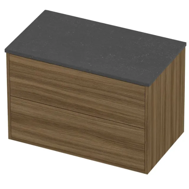 Proline Deck Badmeubelset Hardsteen Voor Grepen Symmetrisch 80x46x54 cm Blue Stone Caramel Walnut Houtlook