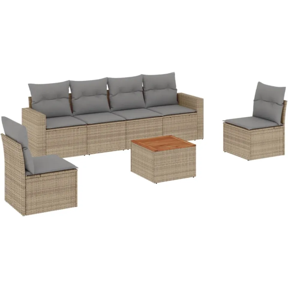 vidaXL Patio Sofa Set 7-zits Mix Beige en Lichtgrijs, foto 3