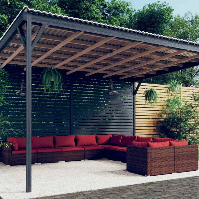 vidaXL 10-delige Loungeset met kussens poly rattan bruin, foto 2