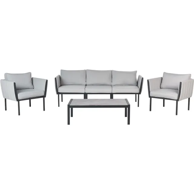 Beliani SKALA - Loungeset 5-zits - Lichtgrijs - Staal