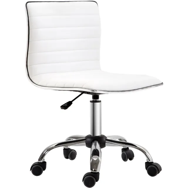 Clruro Bureaustoel - 78–90 cm Draaibaar Zonder Armleuningen met Rugleuning - Kunstleer - Wit