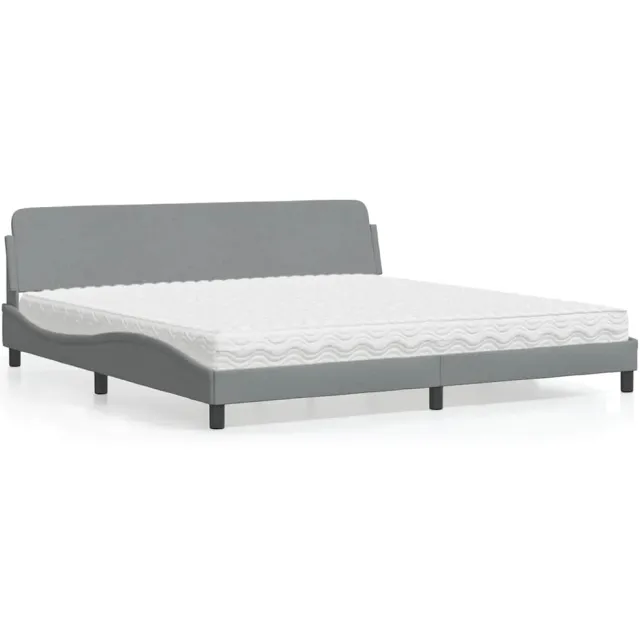 vidaXL Bed met matras "Dover" stof lichtgrijs 200x200 cm