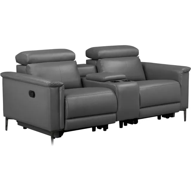 Notio Living Lund - Dubbele relaxfauteuil met handmatige functie in PU grijs (97 x 194 x 100 cm)