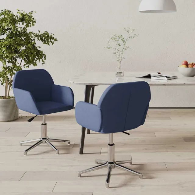 vidaXL Eetkamerstoelen 2 st draaibaar stof blauw
