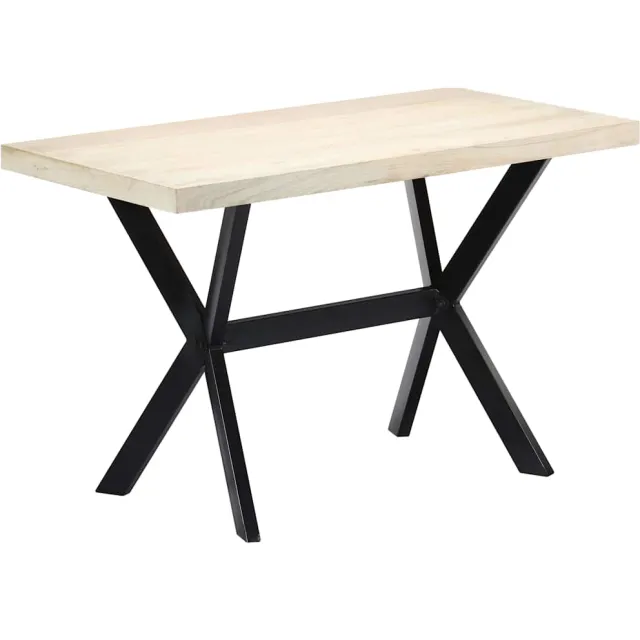 vidaXL Eettafel 120x60x75 cm massief mangohout wit