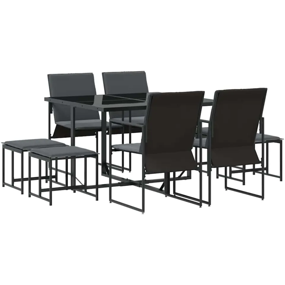 vidaXL Tuin eettafelset 9 st Zwart Staal, foto 4