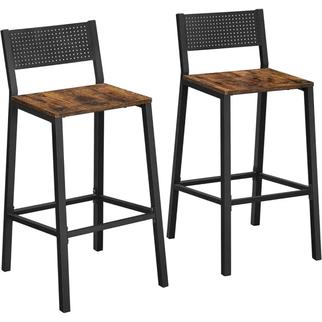 MAZAZU Keukenstoel - Barkruk - Bruin en Zwart - 2 Set - 50,7x43,1x97,2