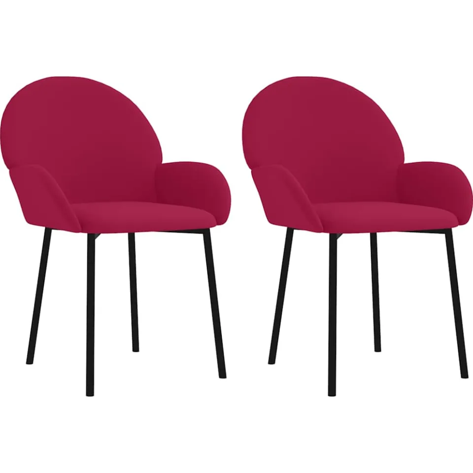vidaXL Eetkamerstoelen 2 st fluweel wijnrood