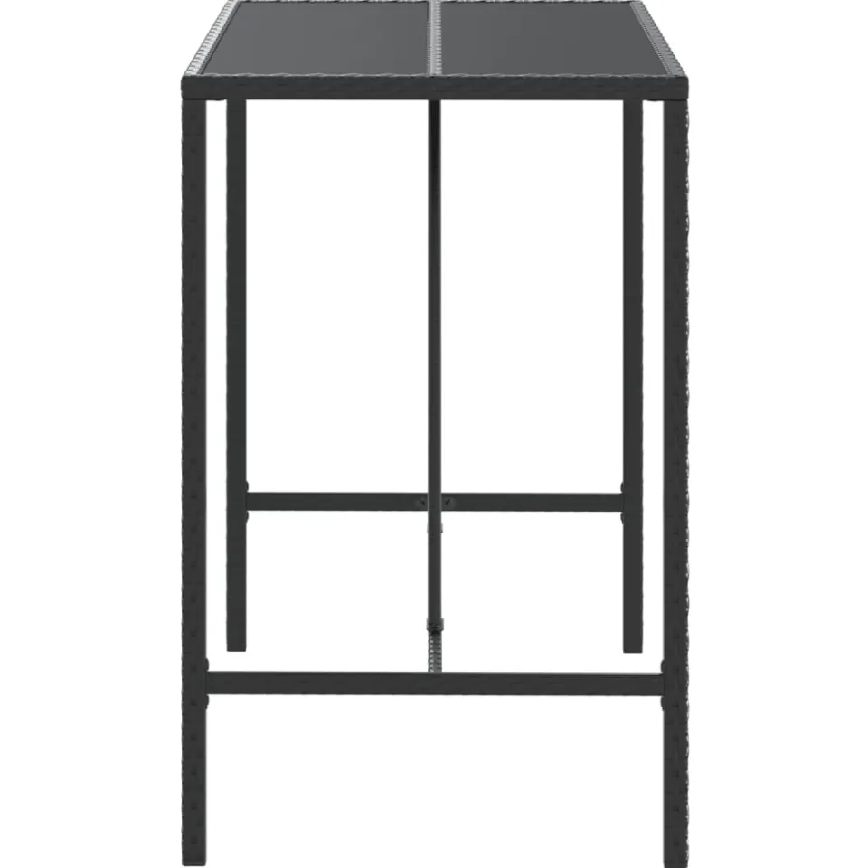 vidaXL Bartafel met glazen blad 110x70x110 cm poly rattan zwart, foto 4