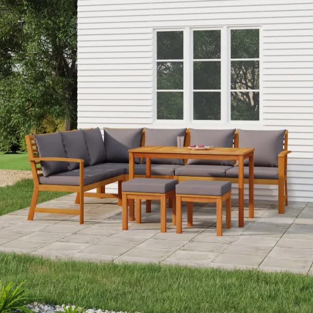 vidaXL 7-delige Tuinset met kussens massief acaciahout bruin, foto 2