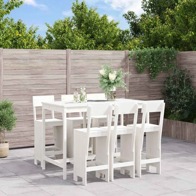 vidaXL 7-delige Barset massief grenenhout wit