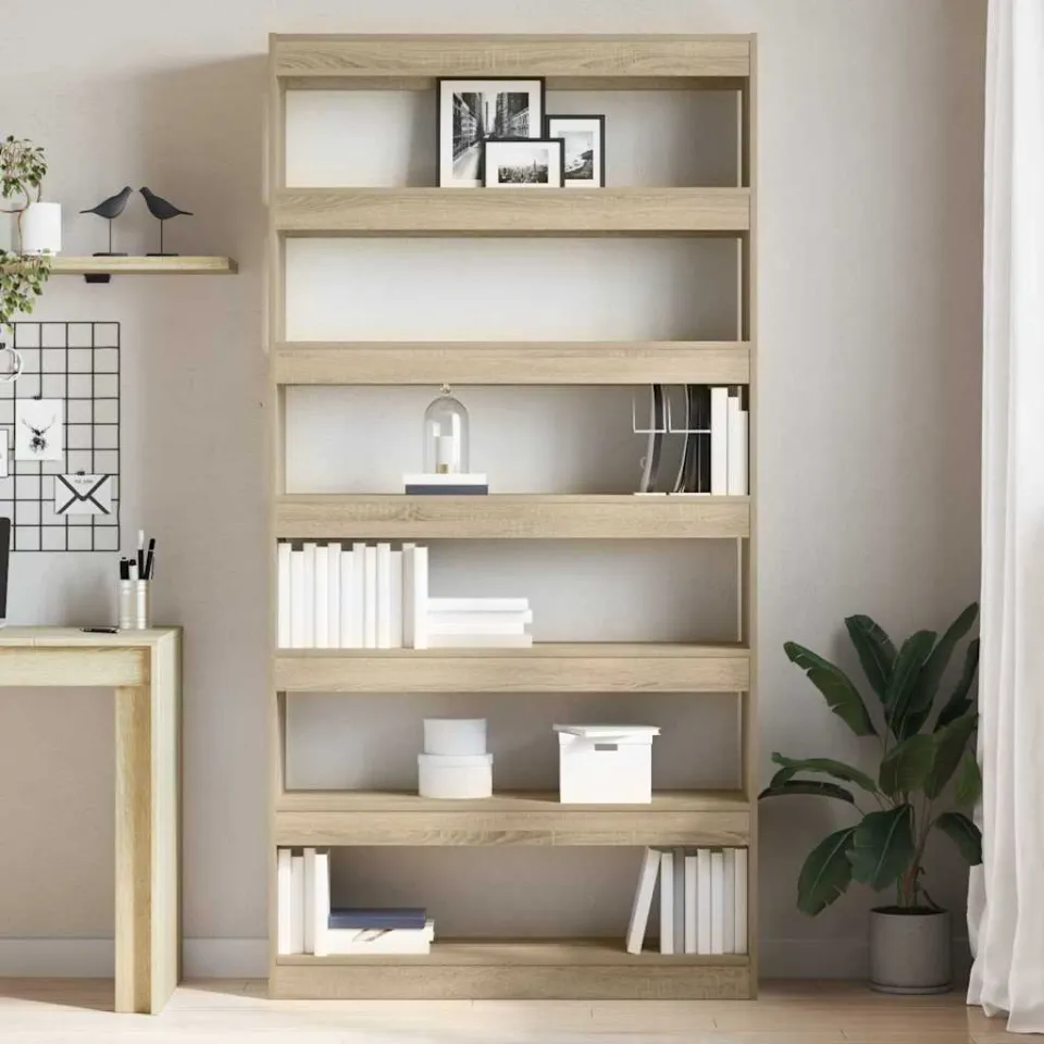 vidaXL Boekenkast 6-laags 100 x 30 x 198 cm Bewerkt hout Sonoma Eiken, foto 4