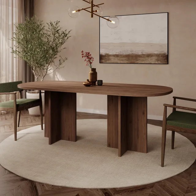 MEUBELLA Langley - Eetkamertafel - Walnootpatroon - 204x90x75 cm