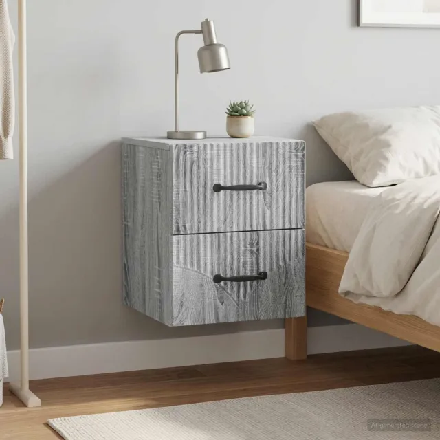 vidaXL Wandbeugel Bedkast 2 st Grijs sonoma 34,5 x 33 x 40 cm