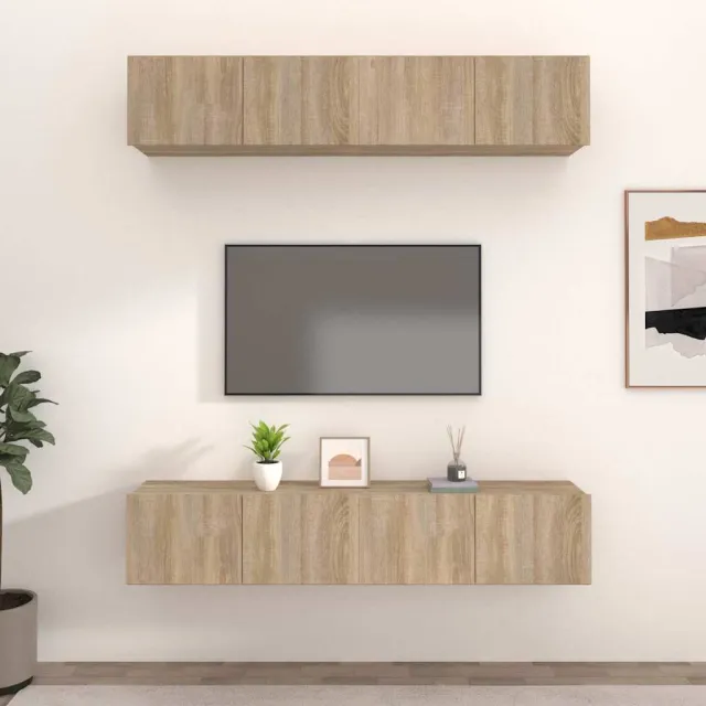 vidaXL Tv-meubels 4 st 80x30x30 cm bewerkt hout sonoma eikenkleurig, foto 2