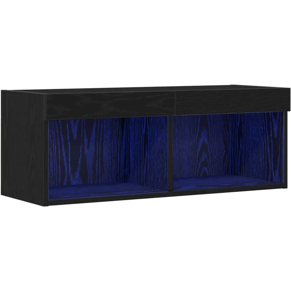 vidaXL Tv-meubelset 80 x 30 x 30 cm Zwart Eiken Bewerkt hout, foto 3