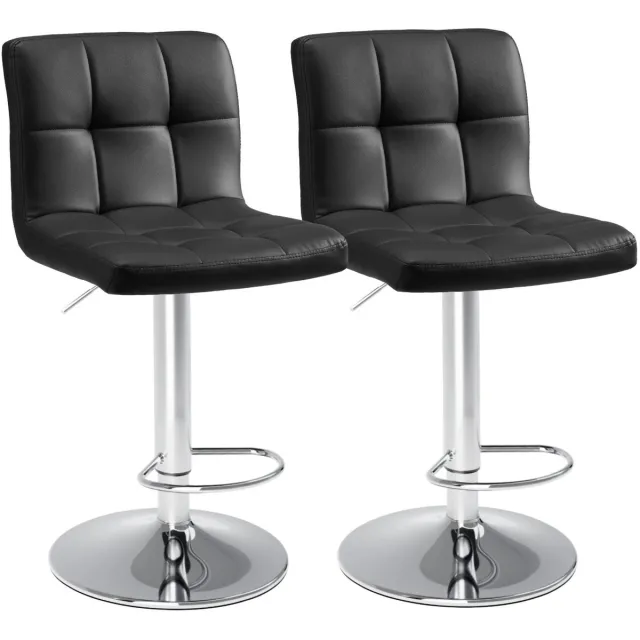 NordHaus Barkrukken - Toogkrukken - Set van 2 - SGS-gecertificeerd - Zwarte PU-lederen bekleding voor keuken en bar