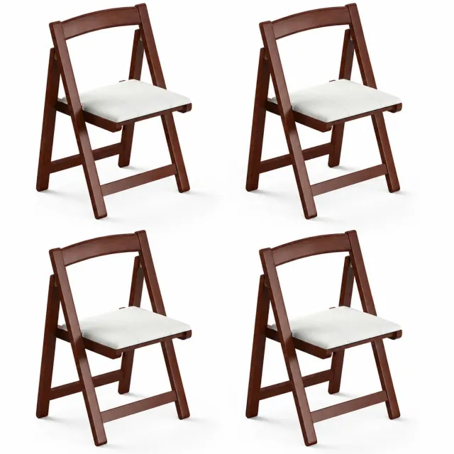 ZREE Houten Klapstoelen met Bekleding - Opvouwbare Stoel met Zacht Zitkussen - Scandinavisch Design - Voor Picknicken, kamperen,Eetkamer, Kantoor, Gasten en Feesten - Bruin - 4 Stuks ZREE