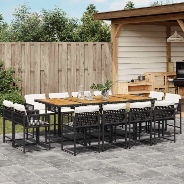 vidaXL 13-delige Tuinset met kussens poly rattan zwart, foto 2
