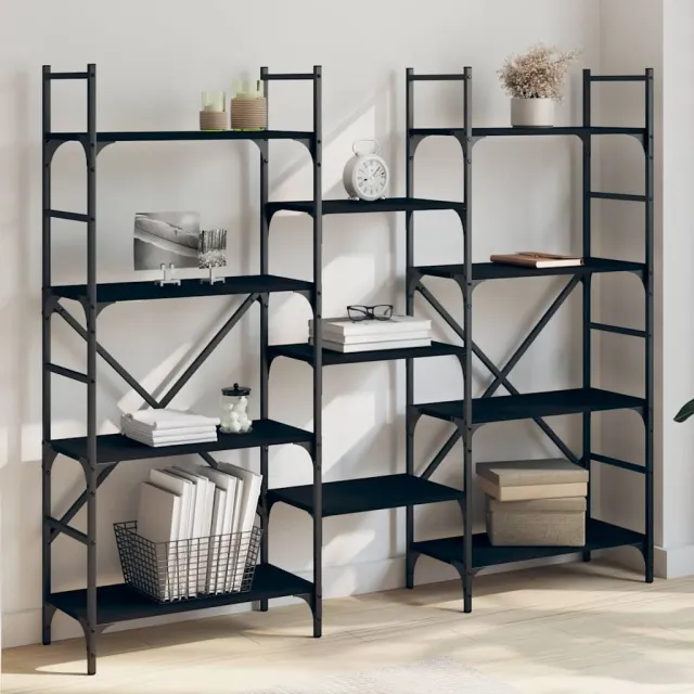 vidaXL Boekenkast 160x28,5x136,5 cm bewerkt hout zwart, foto 2