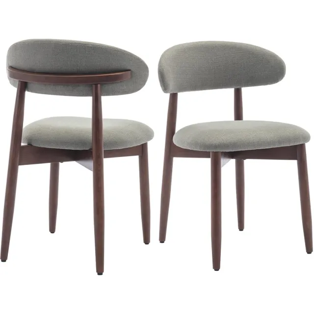 COLAMY Houten eetkamerstoelen - set van 2 - Moderne met stof beklede keukenstoelen - Boerderij eetkamerstoel- groen