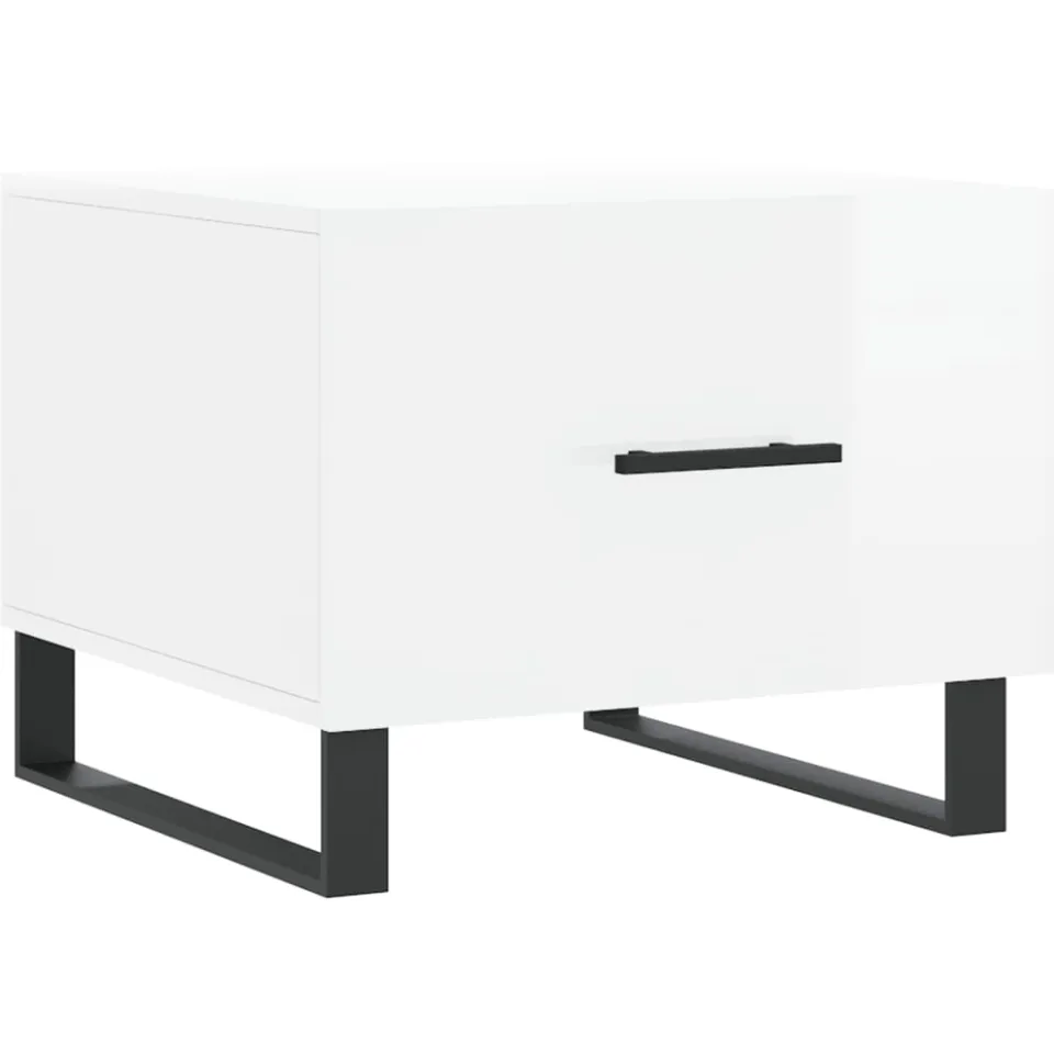 vidaXL Salontafels 2 st 50x50x40 cm bewerkt hout hoogglans wit, foto 3