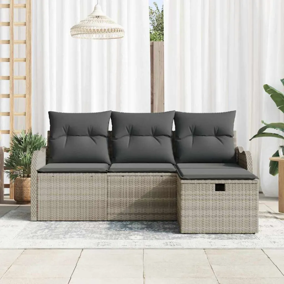 vidaXL Tuin Sofa Set 4 st Poly riet bruin, foto 3