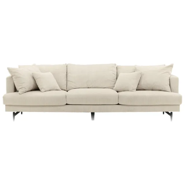QUVIO Bank Yellowstone - Zwart Beige Corduroy - Moderne 3-zitsbank - Jaren 50 Nostalgie
