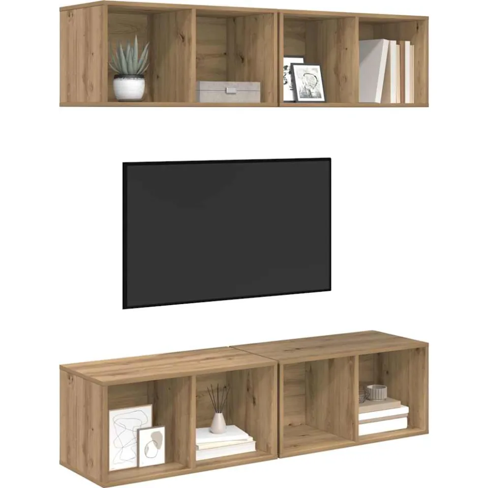 vidaXL Tv-meubelset 4 st 37 x 37 x 72 cm Artisan Eiken Bruin