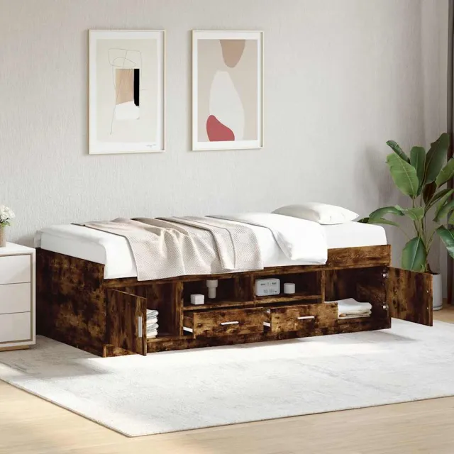 vidaXL Slaapbank met lades zonder matras 90x190 cm gerookt eikenkleur