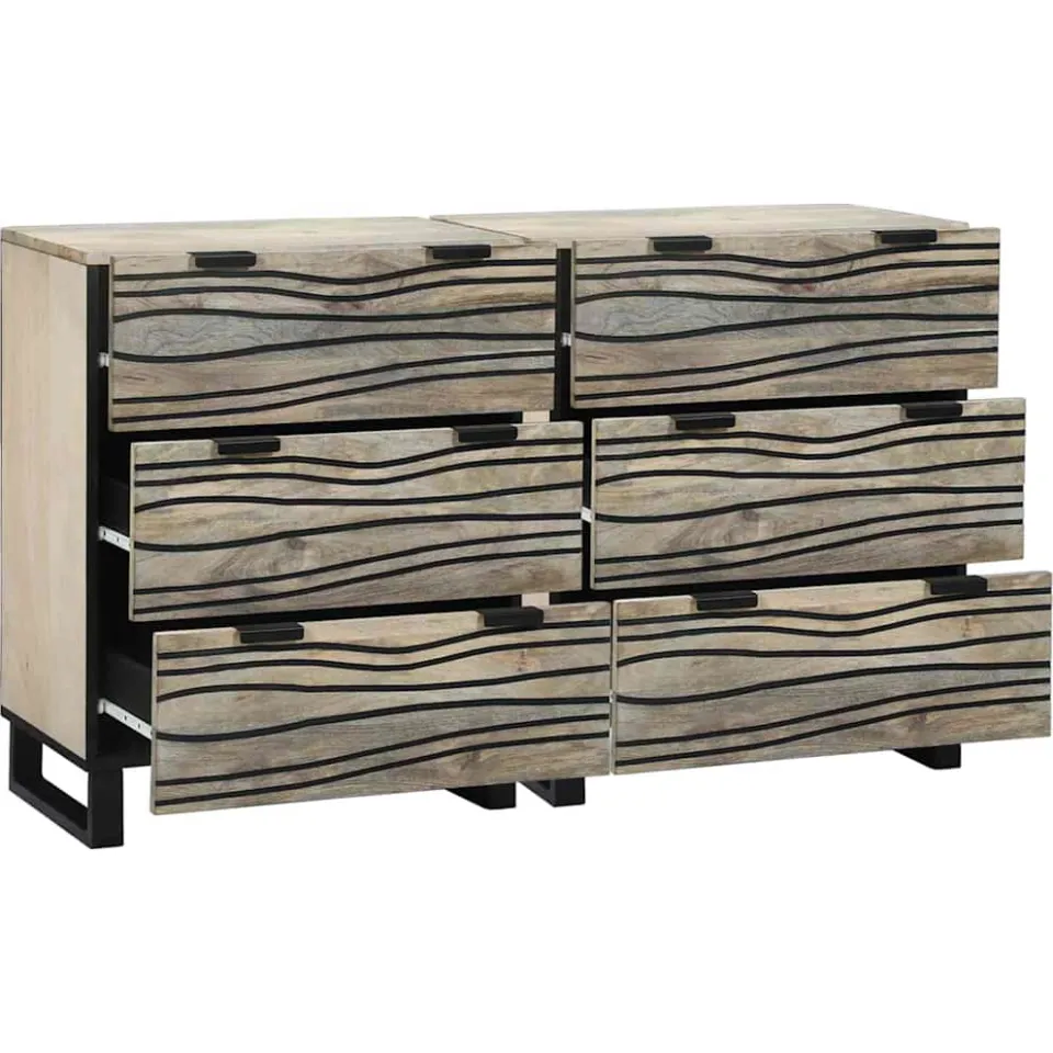 vidaXL Dressoir set 2 st Wit 120 x 33 x 75 cm Massief Mango Hout, foto 2