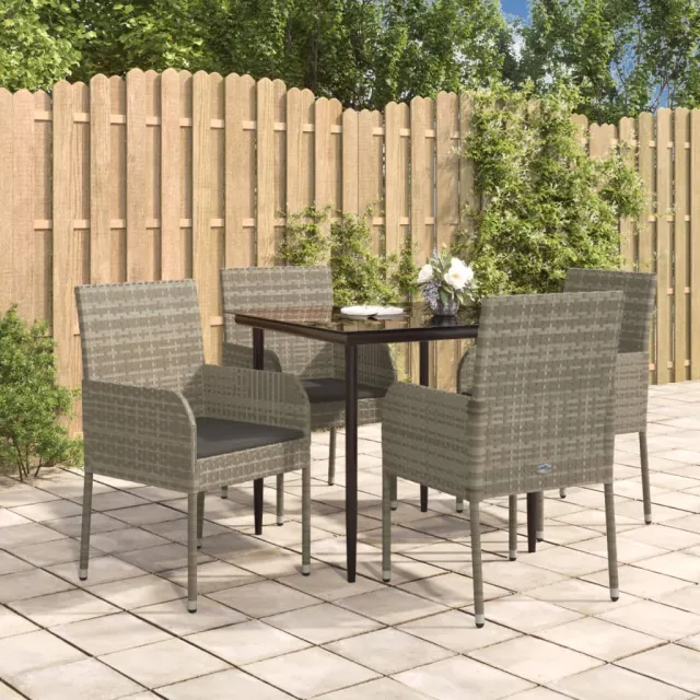 vidaXL 5-delige Tuinset met kussens poly rattan zwart en grijs, foto 2