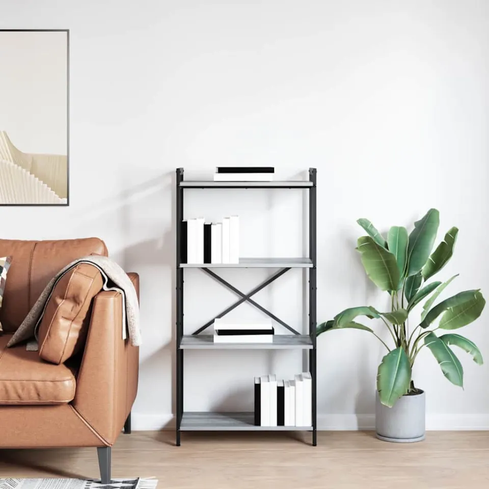 vidaXL Boekenkast 60 x 30 x 120 cm Bewerkt hout Grijs sonoma, foto 4