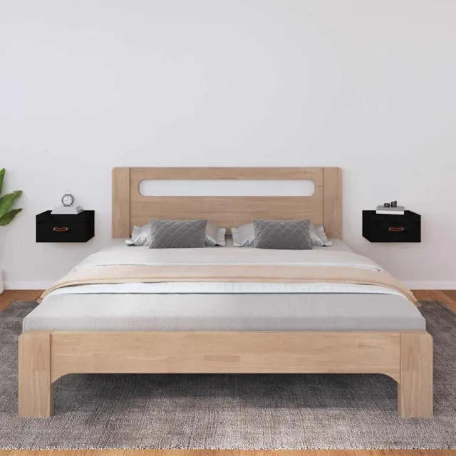 vidaXL Nachtkastjes 2 st wandgemonteerd 40x29,5x22 cm zwart