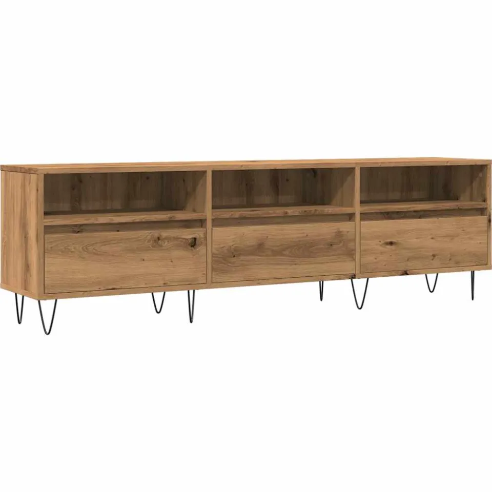 vidaXL Tv-meubel 150x30x44,5 cm bewerkt hout artisanaal eikenkleur Bruin