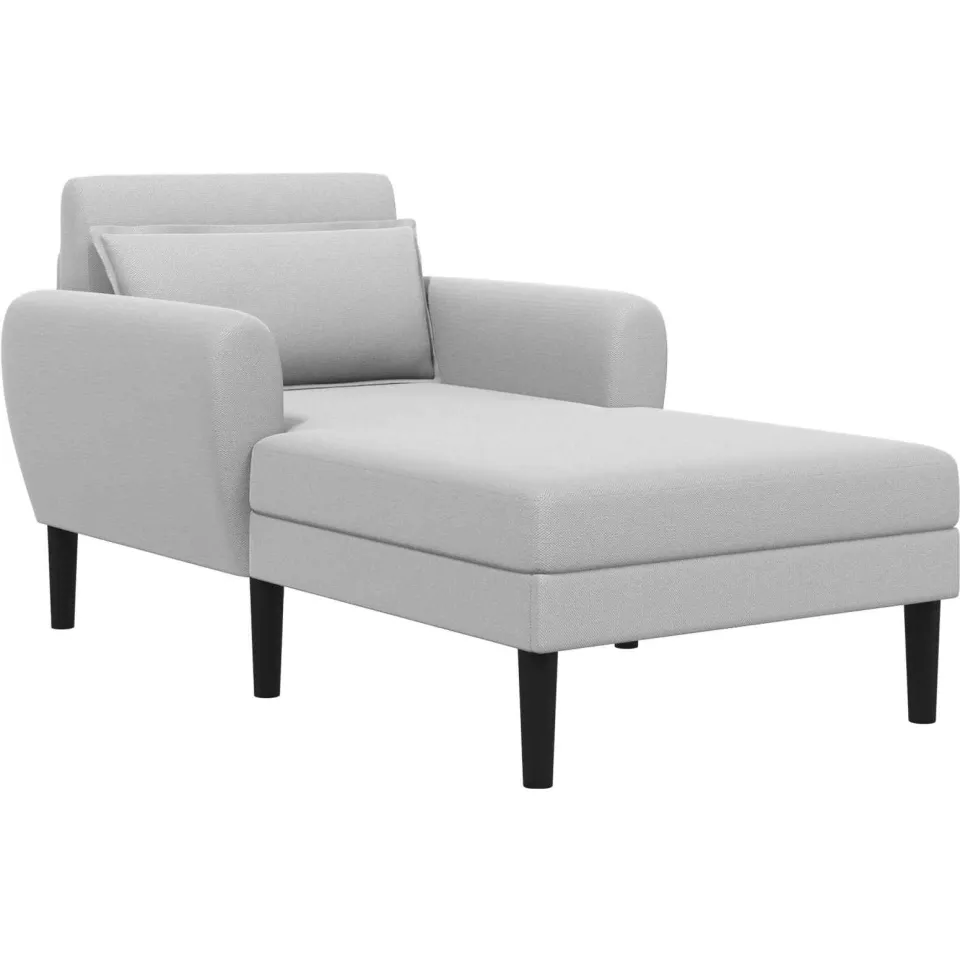 vidaXL Chaise longue Lichtgrijs Grof geweven fluweel, foto 3